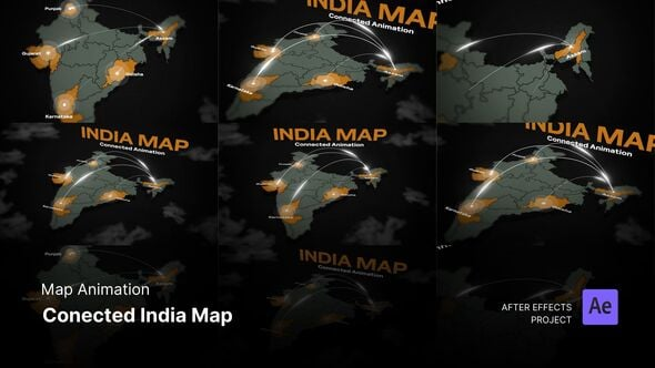 Map Animation - Connected India Map Animation After Effects Template（891255）-技能树